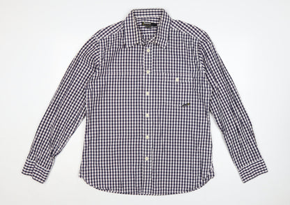 Barbour Men’s Blue Check Cotton Long Sleeve Button-Up Shirt Size L