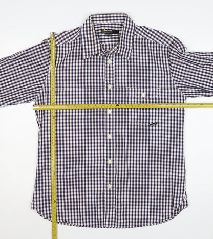 Barbour Men’s Blue Check Cotton Long Sleeve Button-Up Shirt Size L