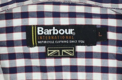 Barbour Men’s Blue Check Cotton Long Sleeve Button-Up Shirt Size L