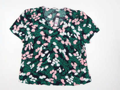 Marks & Spencer Women Multicoloured Floral V-Neck Blouse Size 22