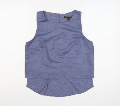 Banana Republic Women Blue S Petite Sleeveless Layered Zip Blouse