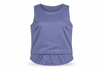 Banana Republic Women Blue S Petite Sleeveless Layered Zip Blouse