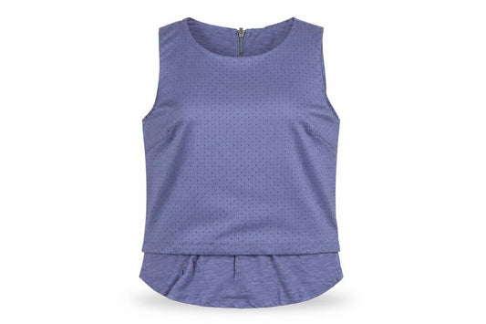 Banana Republic Women Blue S Petite Sleeveless Layered Zip Blouse