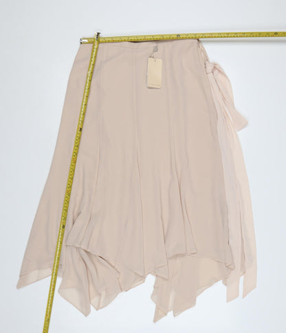 Jacques Vert Women Beige UK 12 Long Asymmetric Layered Chiffon Skirt