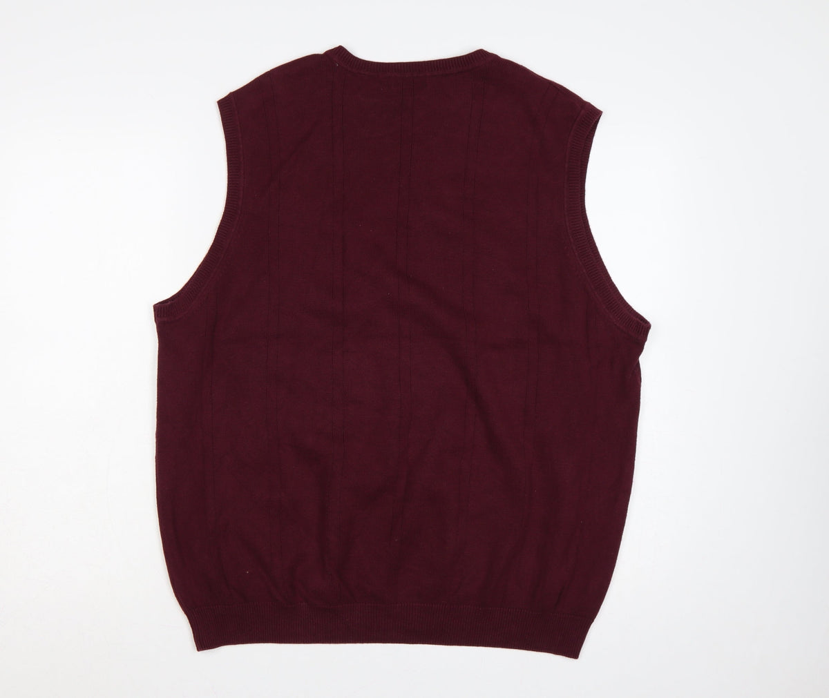 Van Heusen Men's Burgundy XL Cotton V-Neck Knitted Jumper Vest