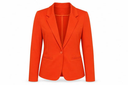ICHI Women’s Orange S Single-Breasted Tailored Blazer Jacket