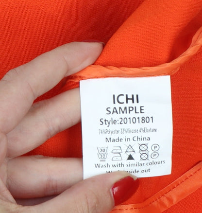 ICHI Women’s Orange S Single-Breasted Tailored Blazer Jacket