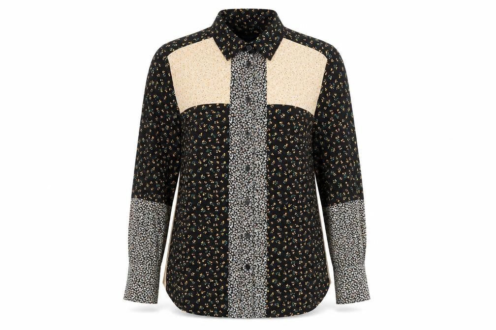 Topshop Women Multicoloured UK 10 Floral Patchwork Button-Up Blouse