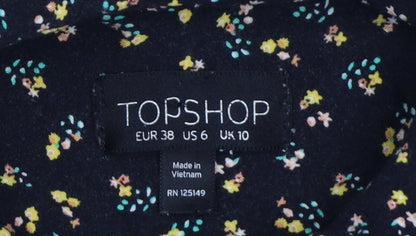 Topshop Women Multicoloured UK 10 Floral Patchwork Button-Up Blouse