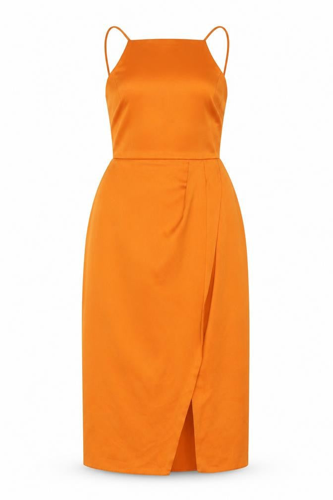 ASOS Women Orange UK 12 Midi Pencil Dress Backless Side Slit