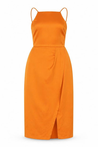 ASOS Women Orange UK 12 Midi Pencil Dress Backless Side Slit