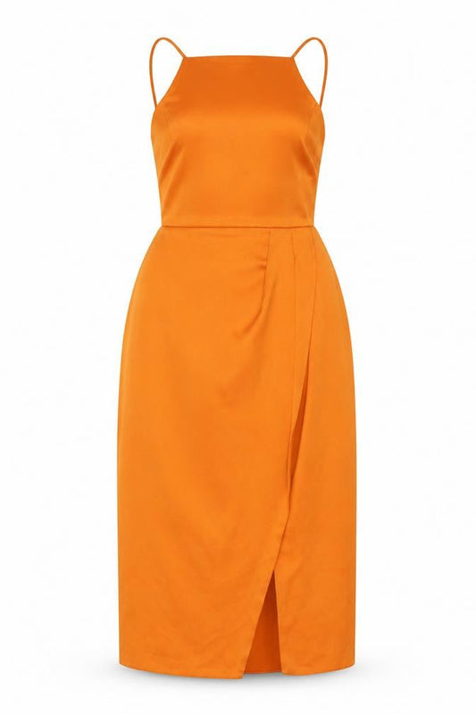 ASOS Women Orange UK 12 Midi Pencil Dress Backless Side Slit