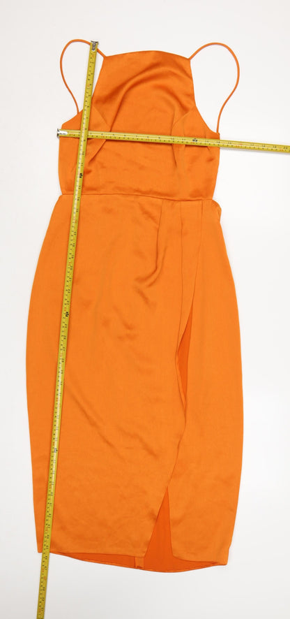 ASOS Women Orange UK 12 Midi Pencil Dress Backless Side Slit