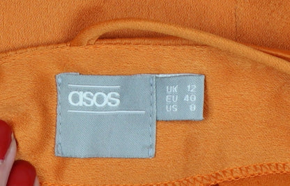ASOS Women Orange UK 12 Midi Pencil Dress Backless Side Slit