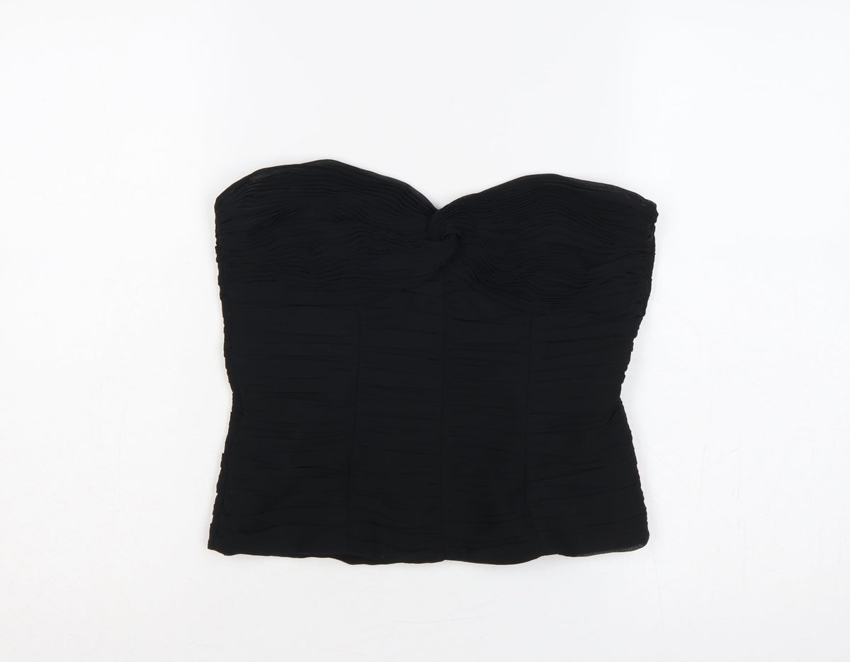 Marks & Spencer Autograph Women Black UK 12 Strapless Pleated Sweetheart Top