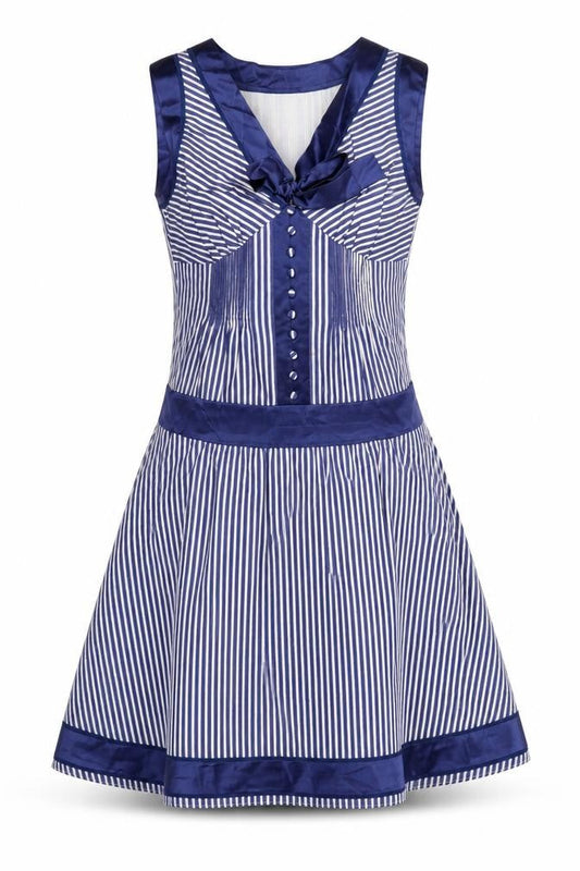 Ted Baker Women’s Blue Stripe Cotton A-Line Knee Length Dress UK 10