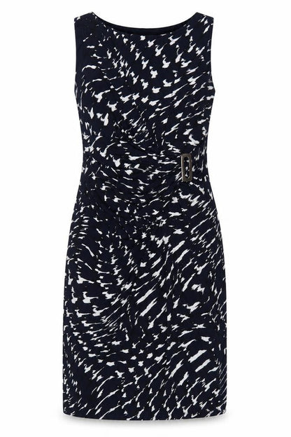 Planet Women Blue Geometric Ruched Buckle Sheath Dress UK 12