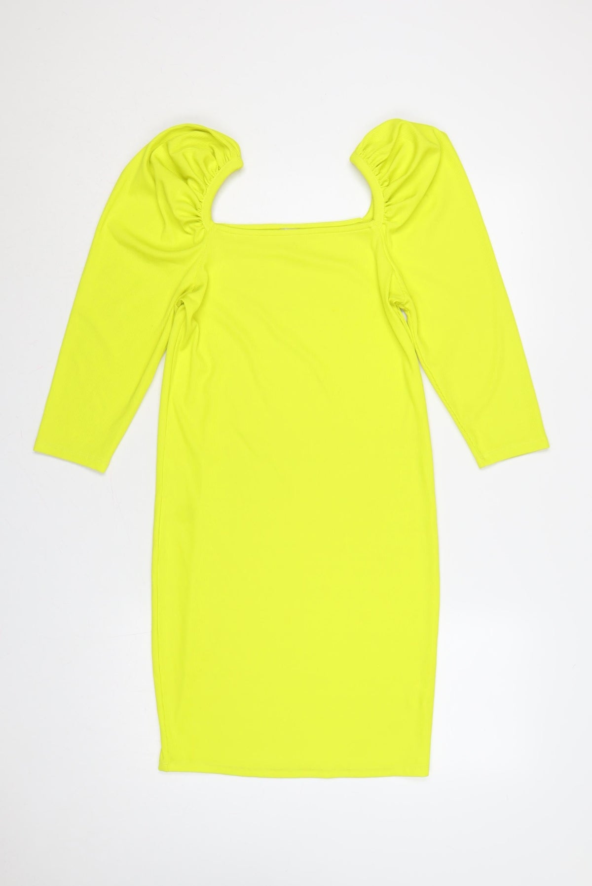 River Island Women Yellow UK 14 Bodycon Ribbed Square Neck Dress