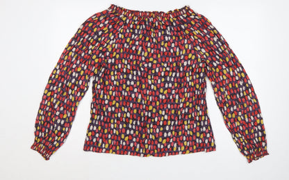 Boden Women Multicoloured UK 14 Long Sleeve Ruffle Viscose Blouse