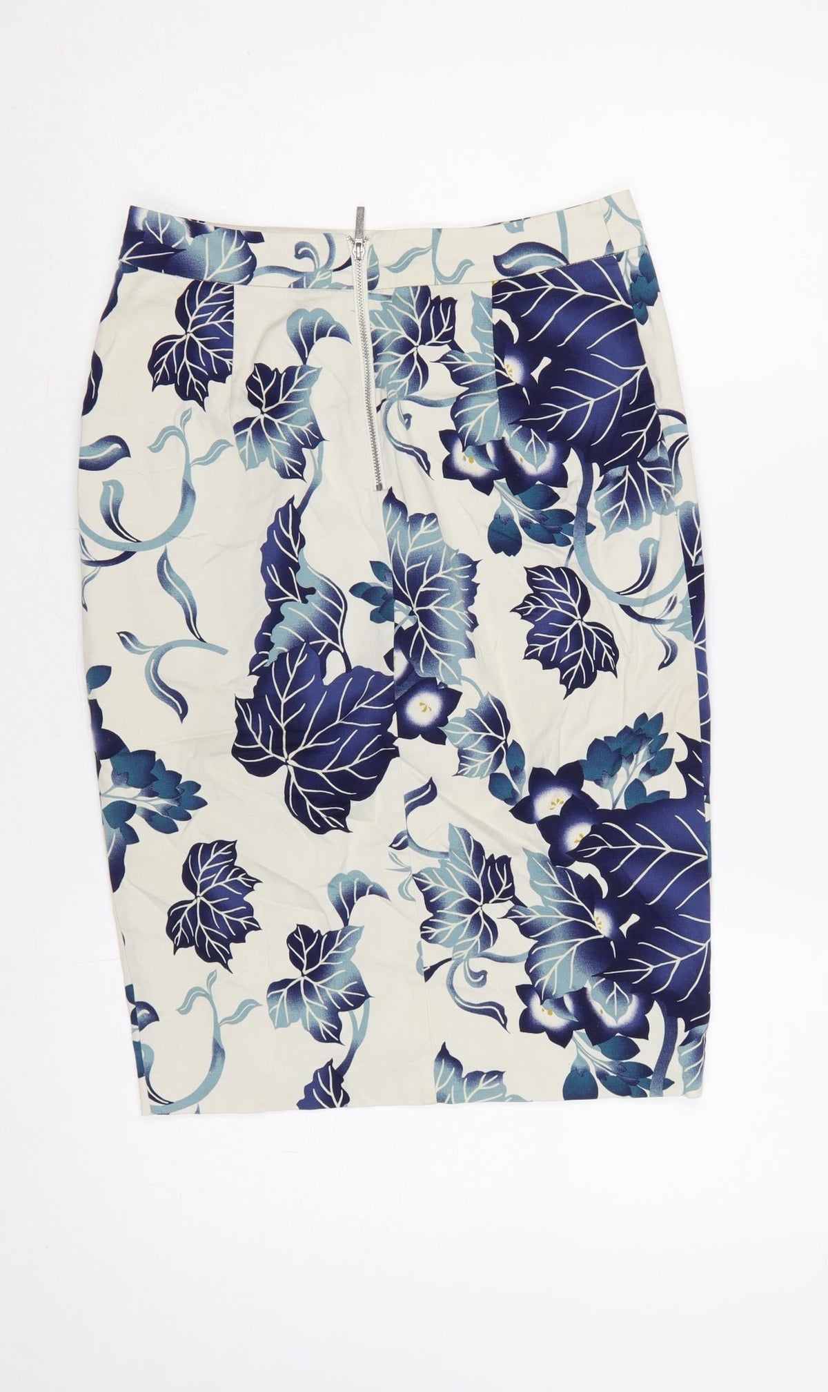 Oasis Women Blue Floral Pencil Knee Length Skirt UK 10