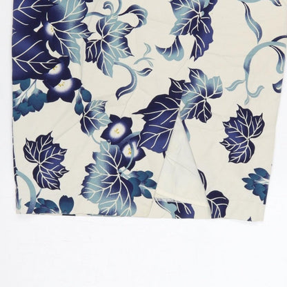 Oasis Women Blue Floral Pencil Knee Length Skirt UK 10