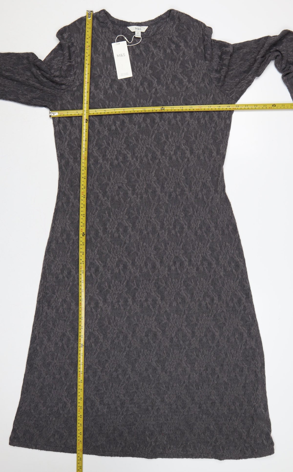 Marks and Spencer Women Grey UK 16 Long Knit Jumper Dress