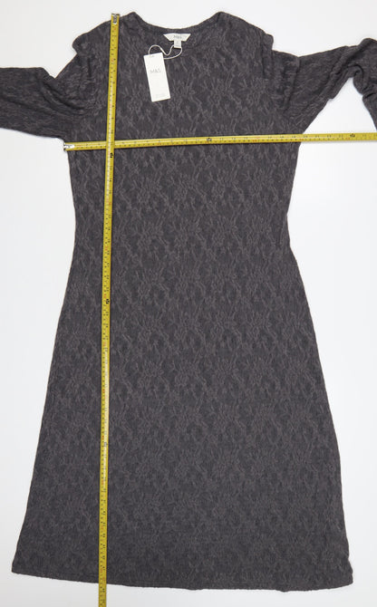 Marks and Spencer Women Grey UK 16 Long Knit Jumper Dress