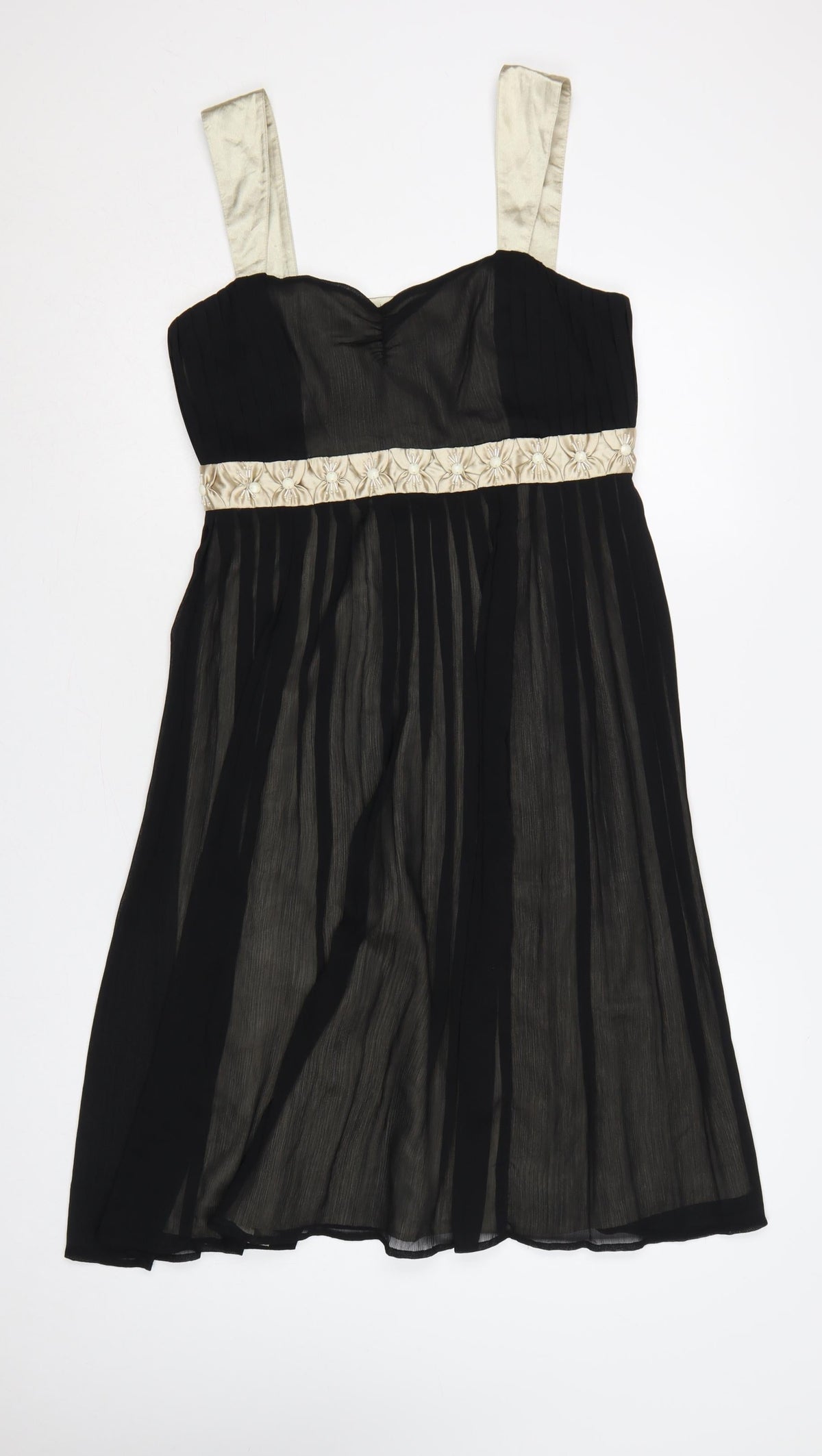 Next Women Black Ivory Size 12 Fit & Flare Chiffon Party Dress
