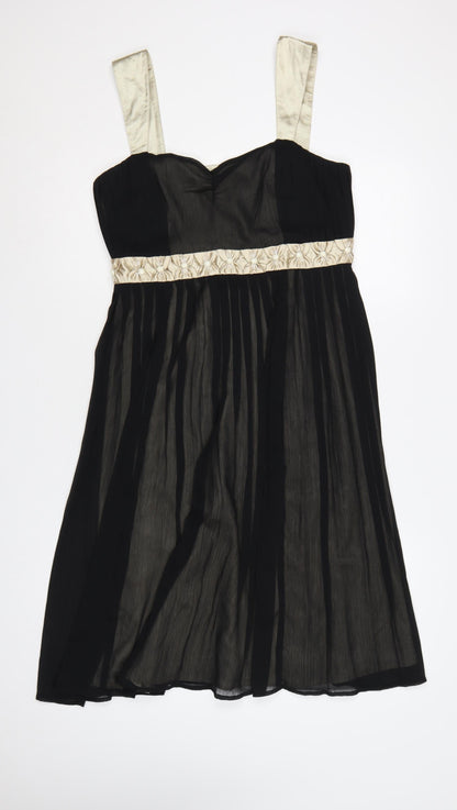 Next Women Black Ivory Size 12 Fit & Flare Chiffon Party Dress