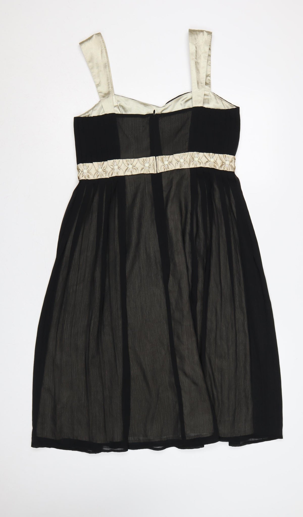 Next Women Black Ivory Size 12 Fit & Flare Chiffon Party Dress