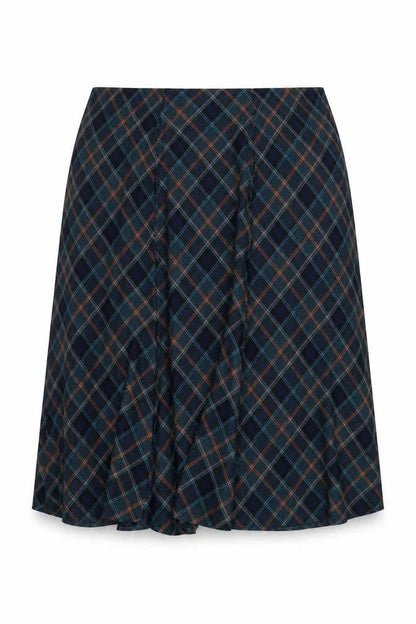 Honor Millburn Women Blue Plaid UK 20 Midi A-Line Ruffle Skirt