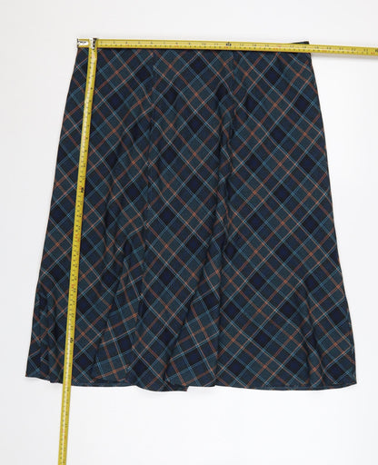 Honor Millburn Women Blue Plaid UK 20 Midi A-Line Ruffle Skirt