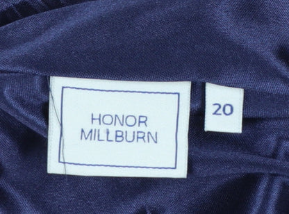 Honor Millburn Women Blue Plaid UK 20 Midi A-Line Ruffle Skirt