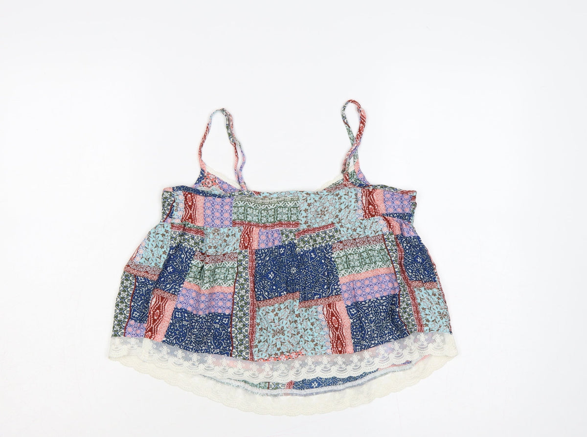Hollister Women Multicoloured XS Bohemian Lace Trim Viscose Camisole Top