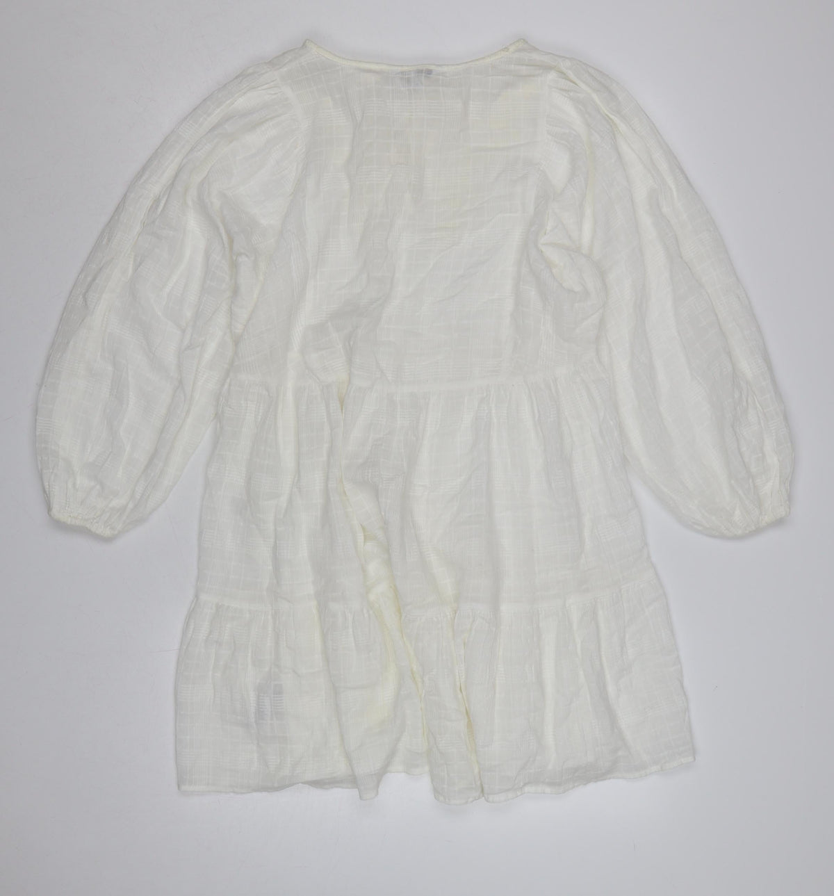Next Petite Women Ivory UK 12P Floral Embroidered A-Line Mini Dress