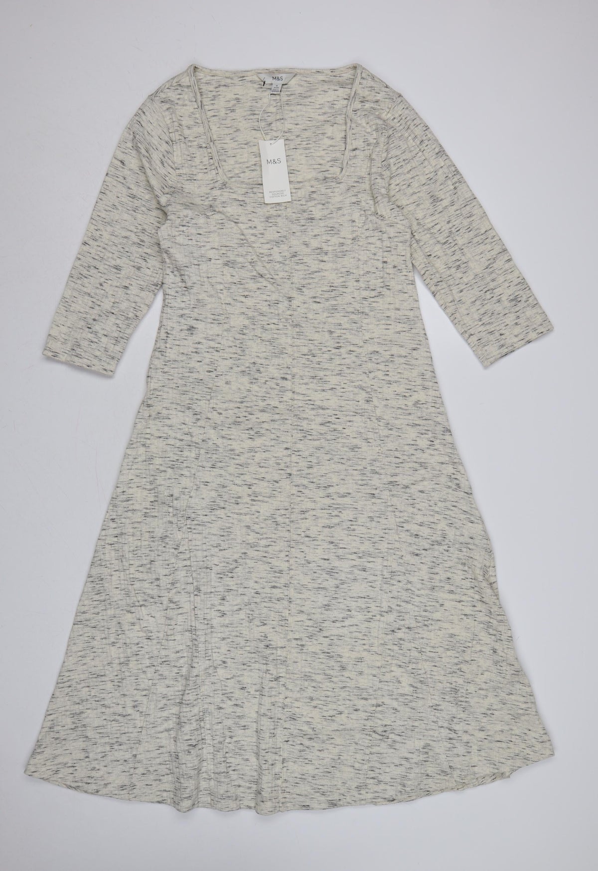 Marks & Spencer Women Grey Marl UK 14 Petite Maxi A-Line Dress