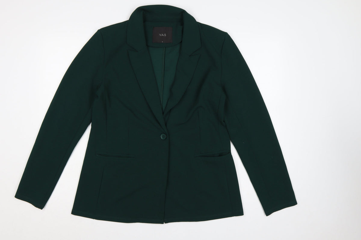 Y.A.S Women Green M Tailored Stretch One Button Blazer Jacket