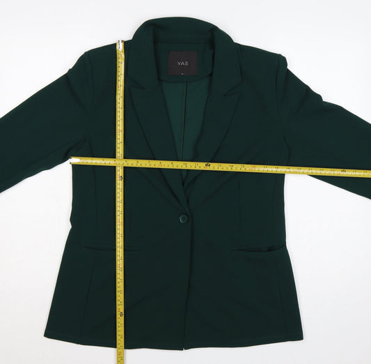 Y.A.S Women Green M Tailored Stretch One Button Blazer Jacket