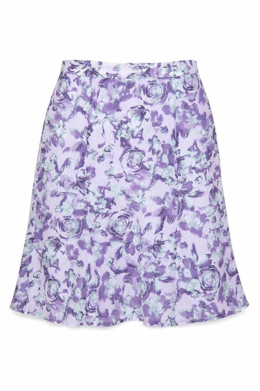 Eastex Women’s Purple Floral A-Line Knee Length Skirt UK 20 Lined