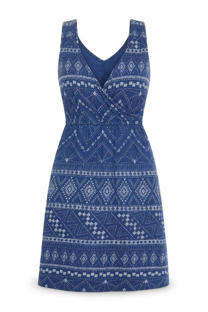 FatFace Women Blue UK 12 Geometric Cotton Fit & Flare Long Dress