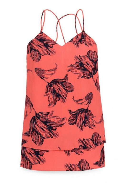 Next Women Orange Floral Strappy Slip Dress UK 8 Knee Length