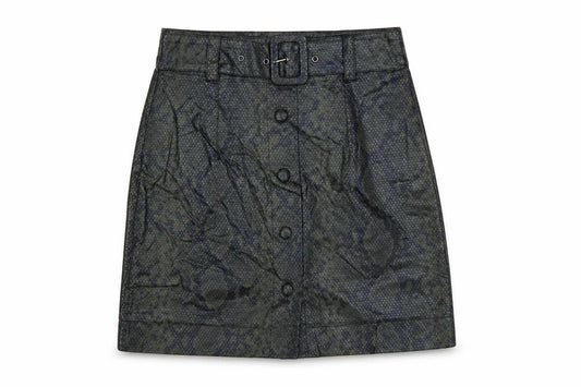 Topshop Women Green Snake Print Faux Leather Mini Pencil Skirt UK 6
