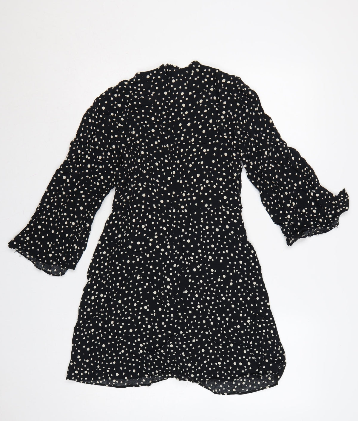 Topshop Women Black Polka Dot UK 10 Petite Fit & Flare Dress