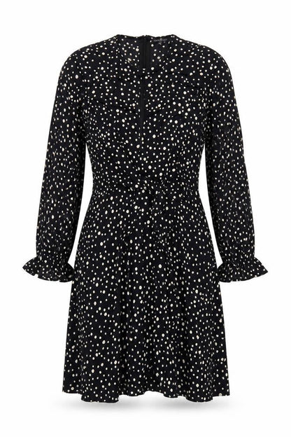 Topshop Women Black Polka Dot UK 10 Petite Fit & Flare Dress