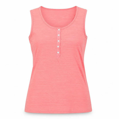 Monsoon Women Pink UK 12 Basic Jersey Scoop Neck Button Tank Top