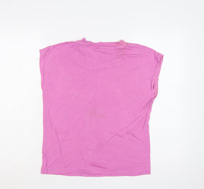 Jigsaw Women Pink XS Basic Modal Cotton Cap Sleeve T-Shirt