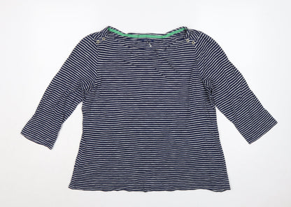 Joules Women Blue White Striped Cotton Tunic Top UK 18 3/4 Sleeve
