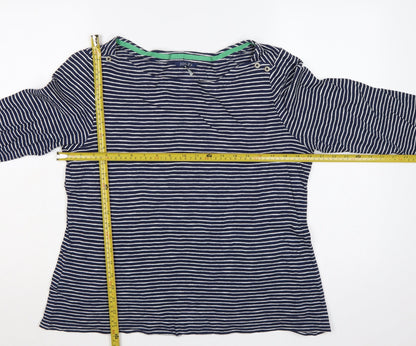 Joules Women Blue White Striped Cotton Tunic Top UK 18 3/4 Sleeve