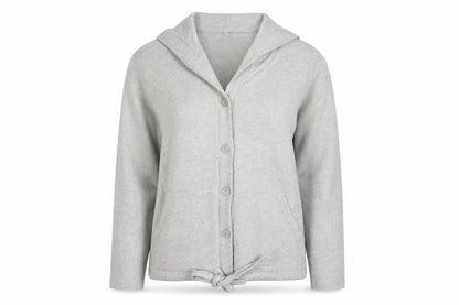 FatFace Women Grey UK 12 Hooded Button Cardigan V-Neck Pockets