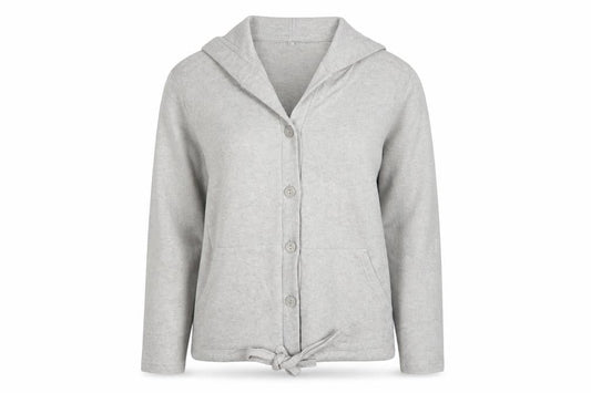 FatFace Women Grey UK 12 Hooded Button Cardigan V-Neck Pockets